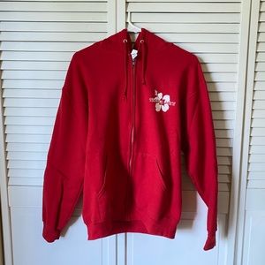 Trader Joe’s zip up hoodie in red, size medium